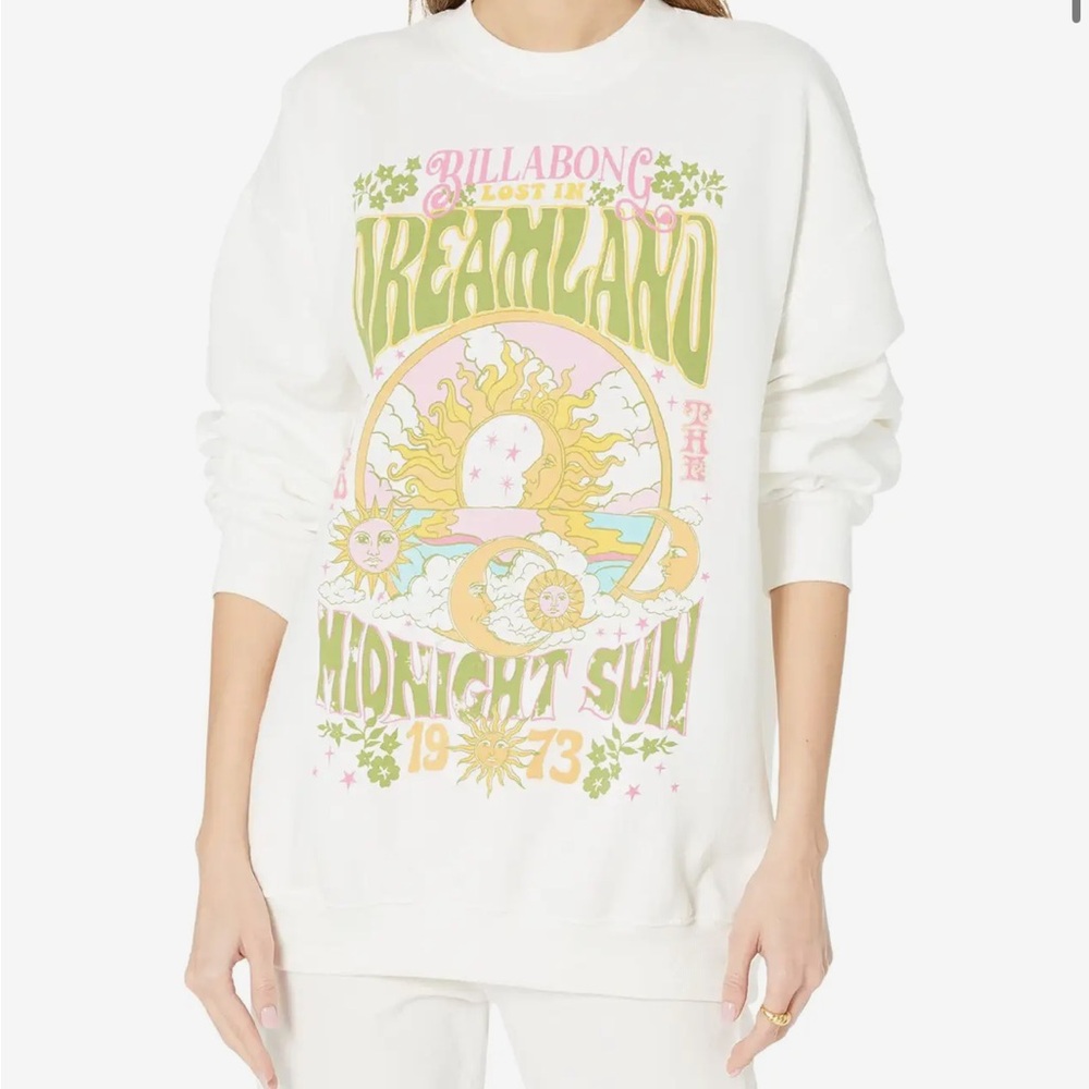 Billabong Women's Ride In 1973 Vintage Graphic Oversized Crewneck Sweatshirt